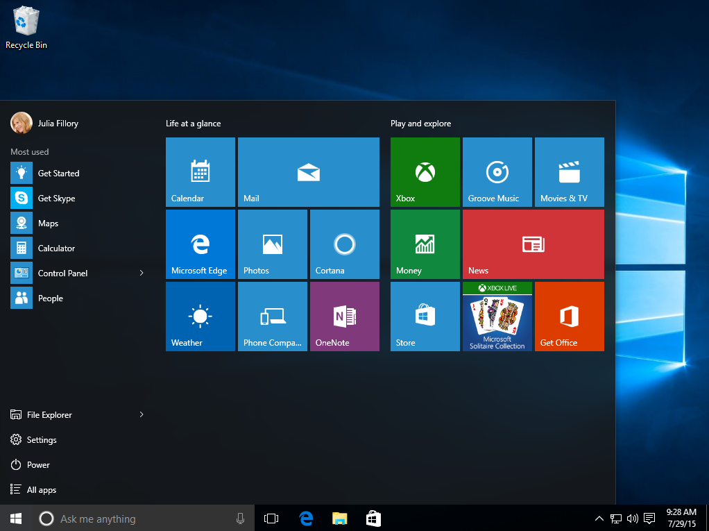 active desktop windows 10